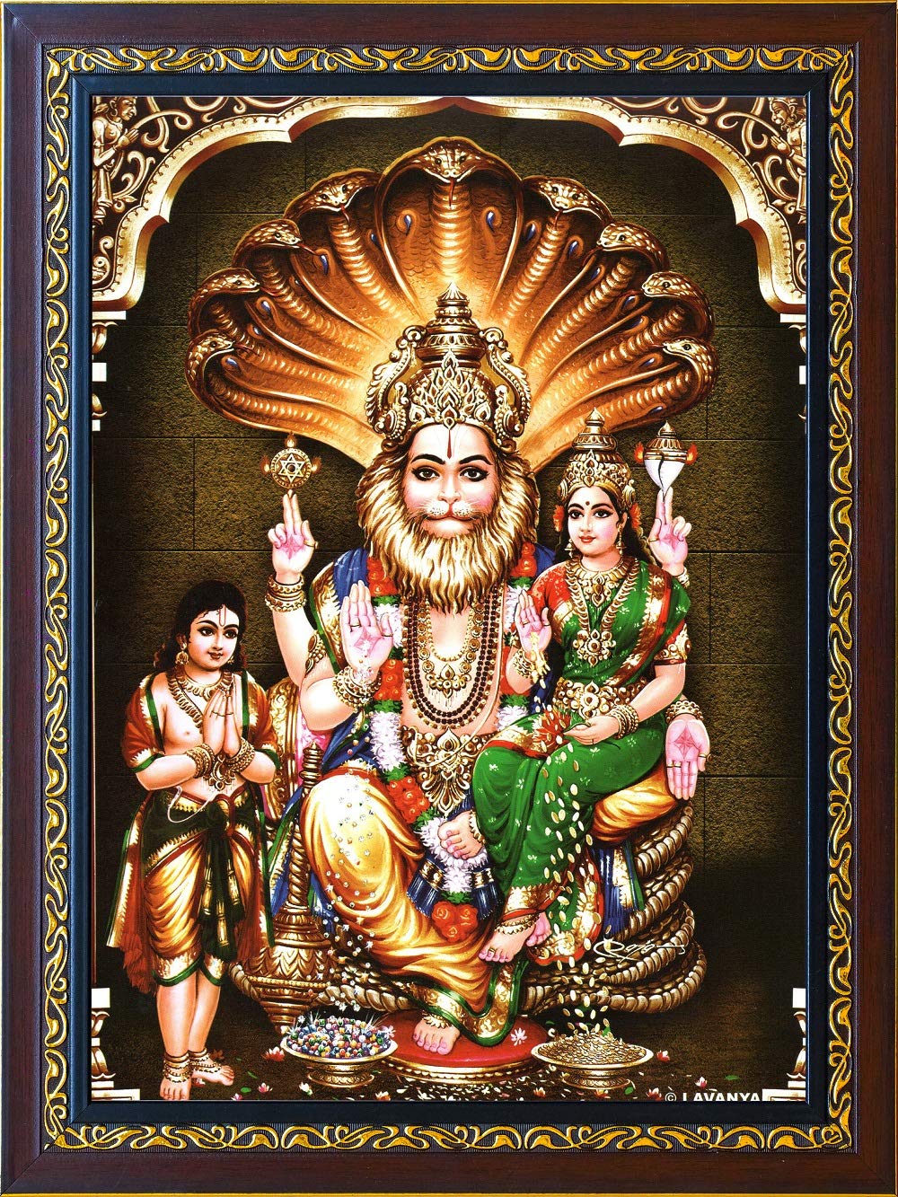 Buy Rudra Photo Frame Wood Lakshmi Narasimha Swamy - Lakshmi Narasimha Swamy , HD Wallpaper & Backgrounds