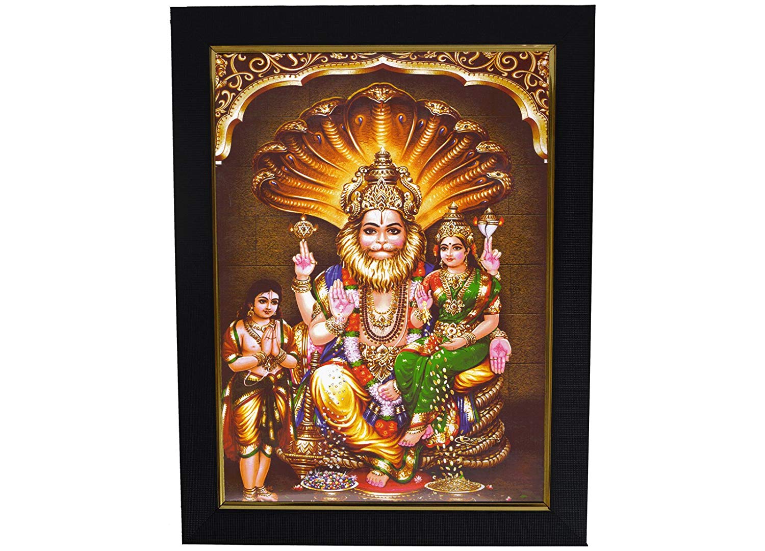 Buy 101temples Lakshmi Narasimha Swamy Wooden Photo - Lakshmi Narasimhar , HD Wallpaper & Backgrounds
