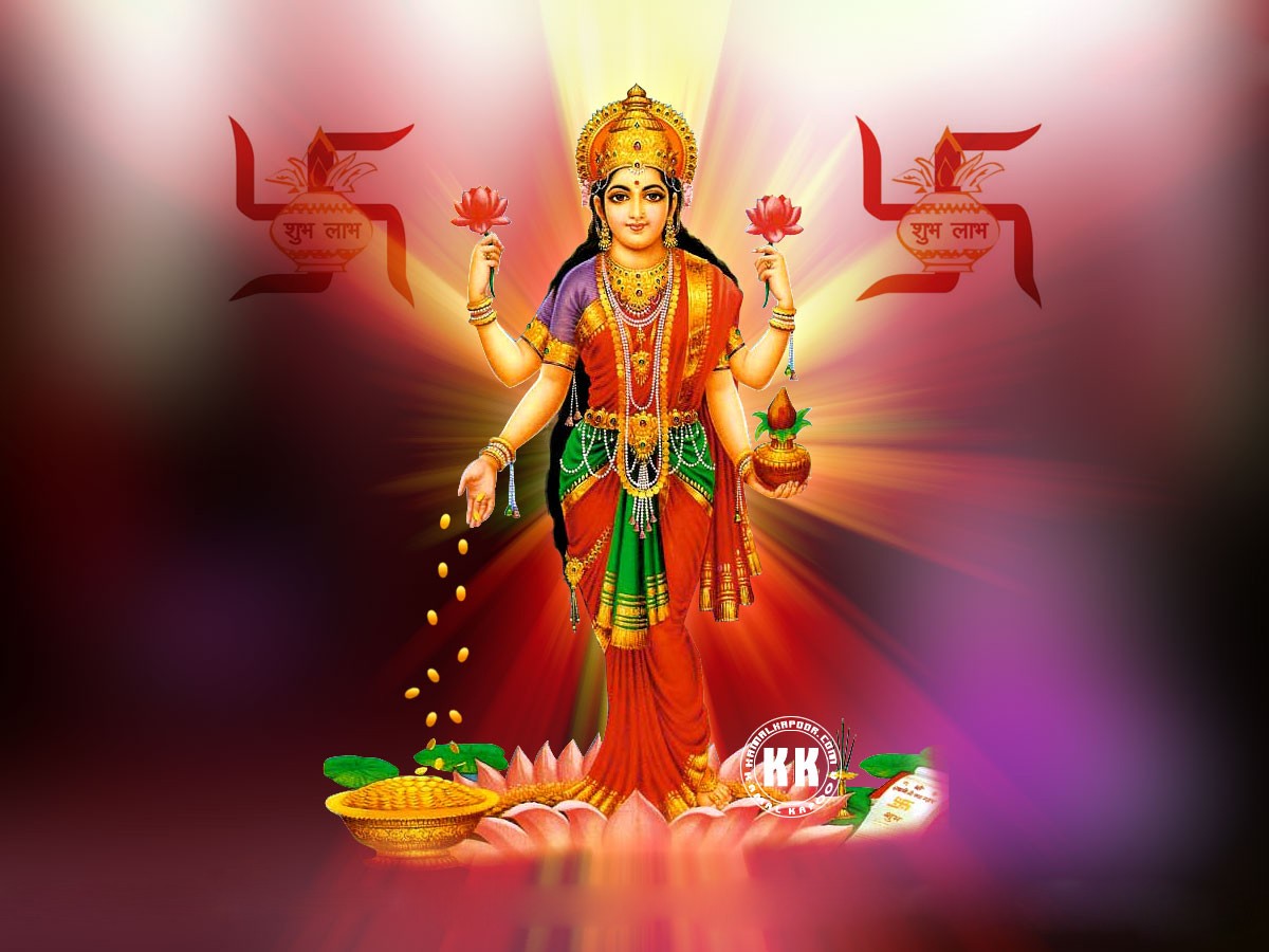 Download Hindu God Lakshmi Wallpaper Lakshmi Ganesh - Happy Dhanteras , HD Wallpaper & Backgrounds