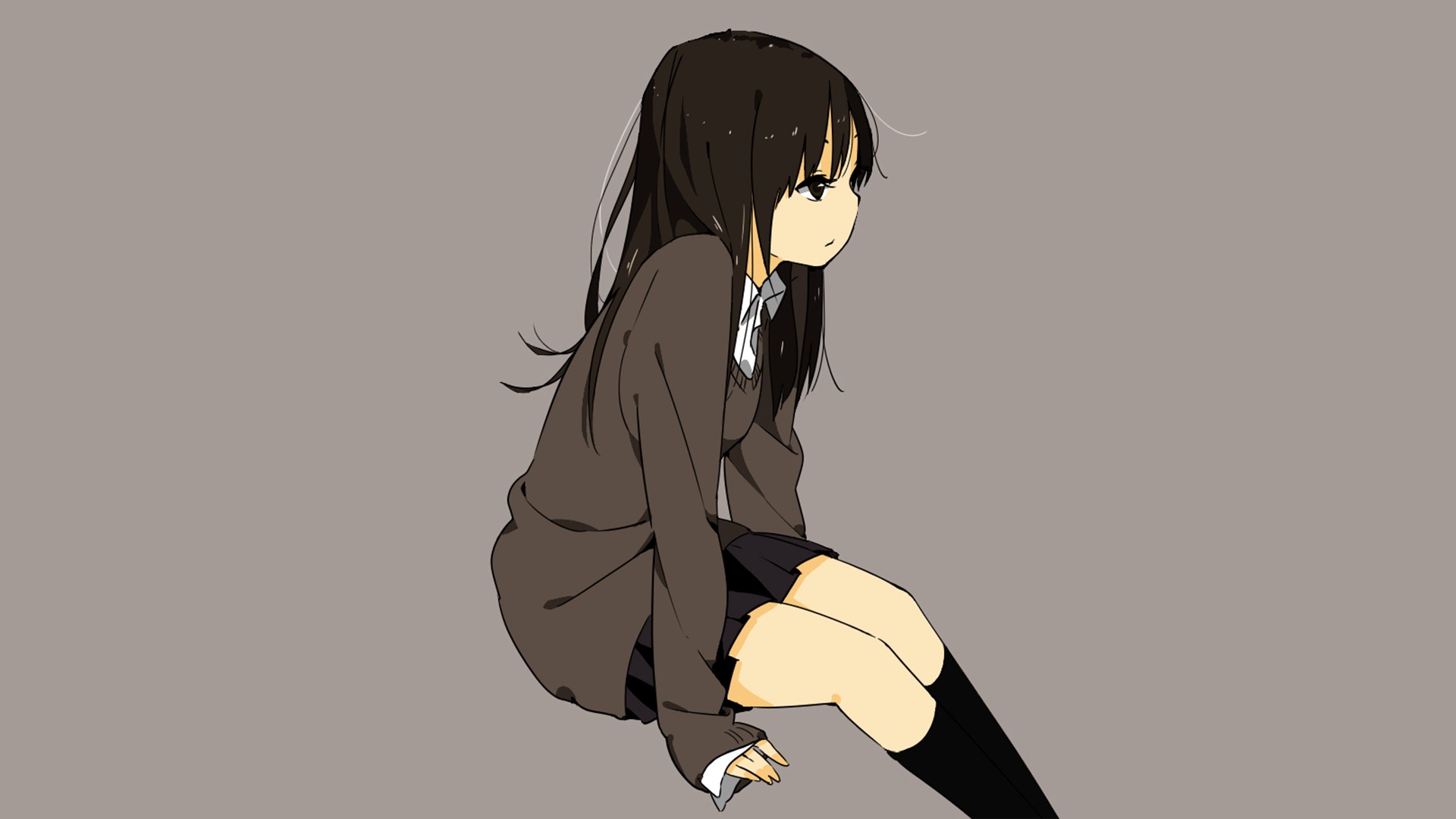 Sad Anime Girl Wallpaper - Anime Girl School Uniform Black And White , HD Wallpaper & Backgrounds