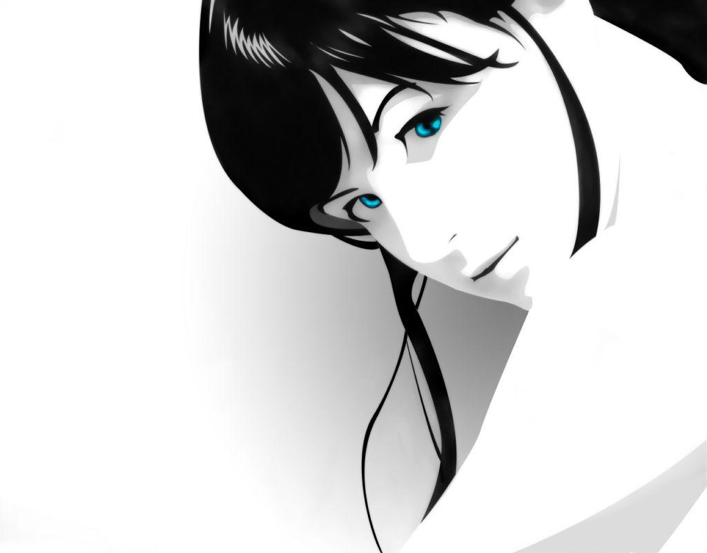 3d Chinese Girl - Cartoon Girl Black And White , HD Wallpaper & Backgrounds