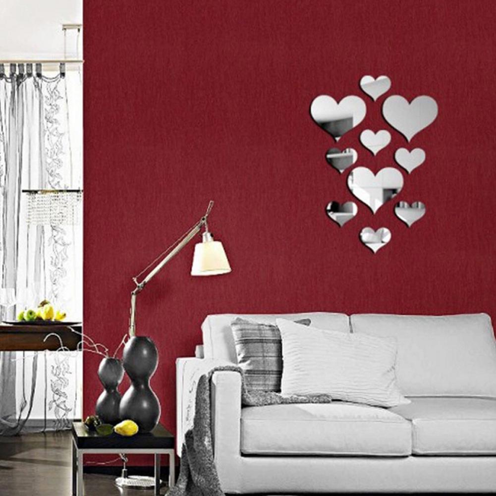 Details About 10pcs Love Heart 3d Mirror Wall Sticker - Diseños Para Decorar De Espejos , HD Wallpaper & Backgrounds