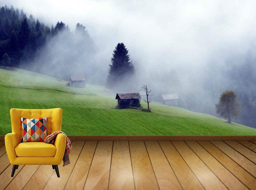 Avikalp Exclusive Awi7659 Nature Alpine Fog Landscape - Fog Nature Black And White , HD Wallpaper & Backgrounds
