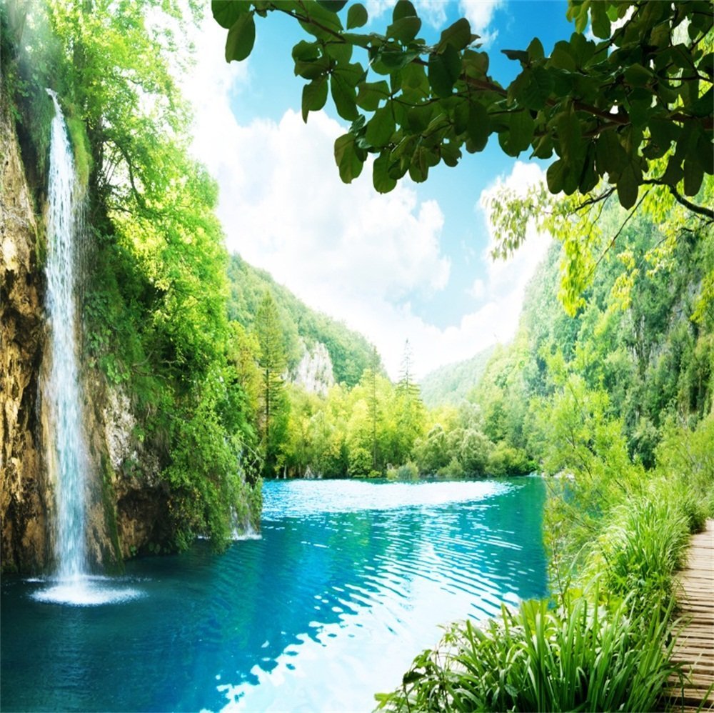 Lfeey 8x8ft Waterfall Nature Scenery Backdrop Photographers Nature