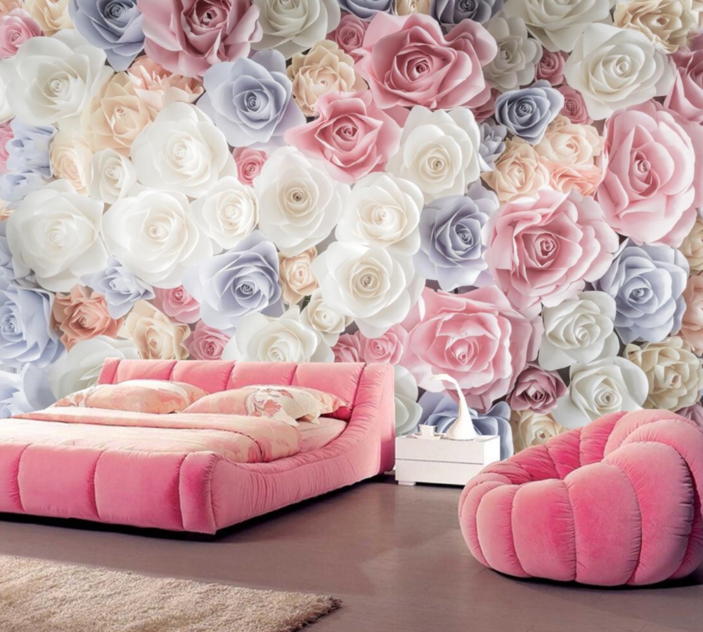 Many Texture Rose Flower Wallpaper 3d Wall Mural,living - Love Wallpaper Flowers Hd , HD Wallpaper & Backgrounds