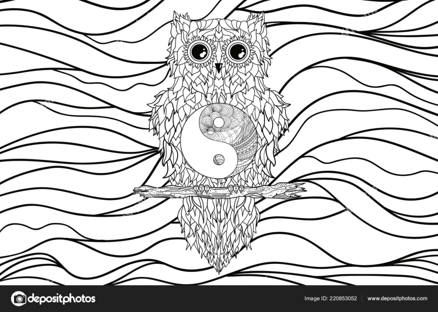 Owl Wavy Wallpaper Bird Zentangle Hand Drawn Ornaments - Illustration , HD Wallpaper & Backgrounds