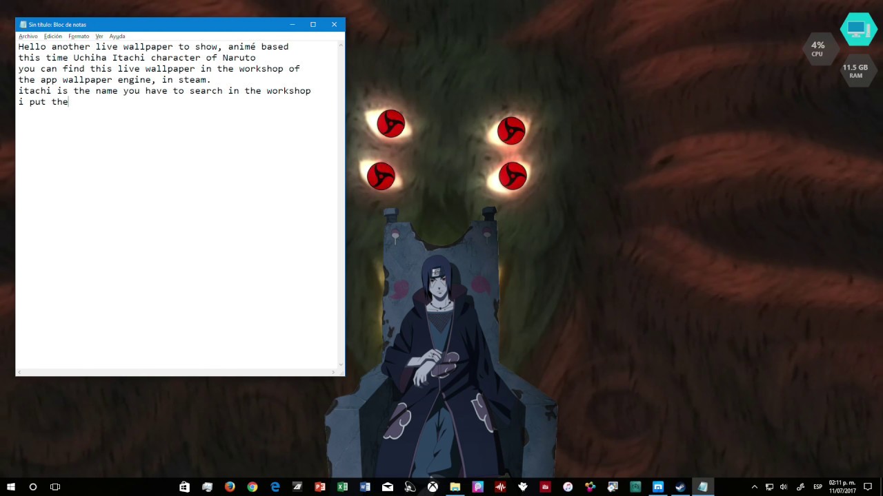 Wallpaper Engine - - Itachi Uchiha , HD Wallpaper & Backgrounds