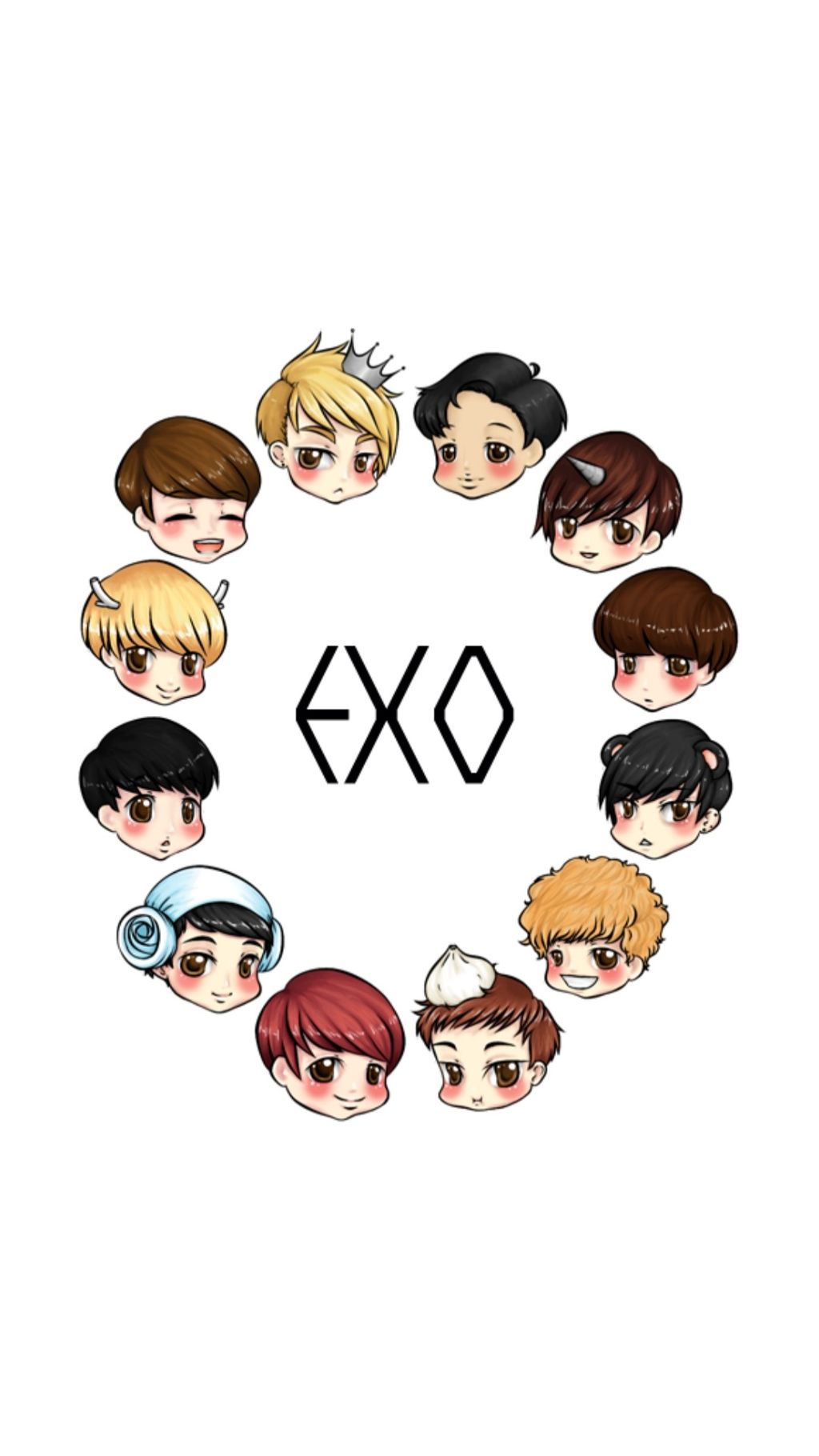 #exo #wallpaper #chibi #cute - Exo Cartoon , HD Wallpaper & Backgrounds