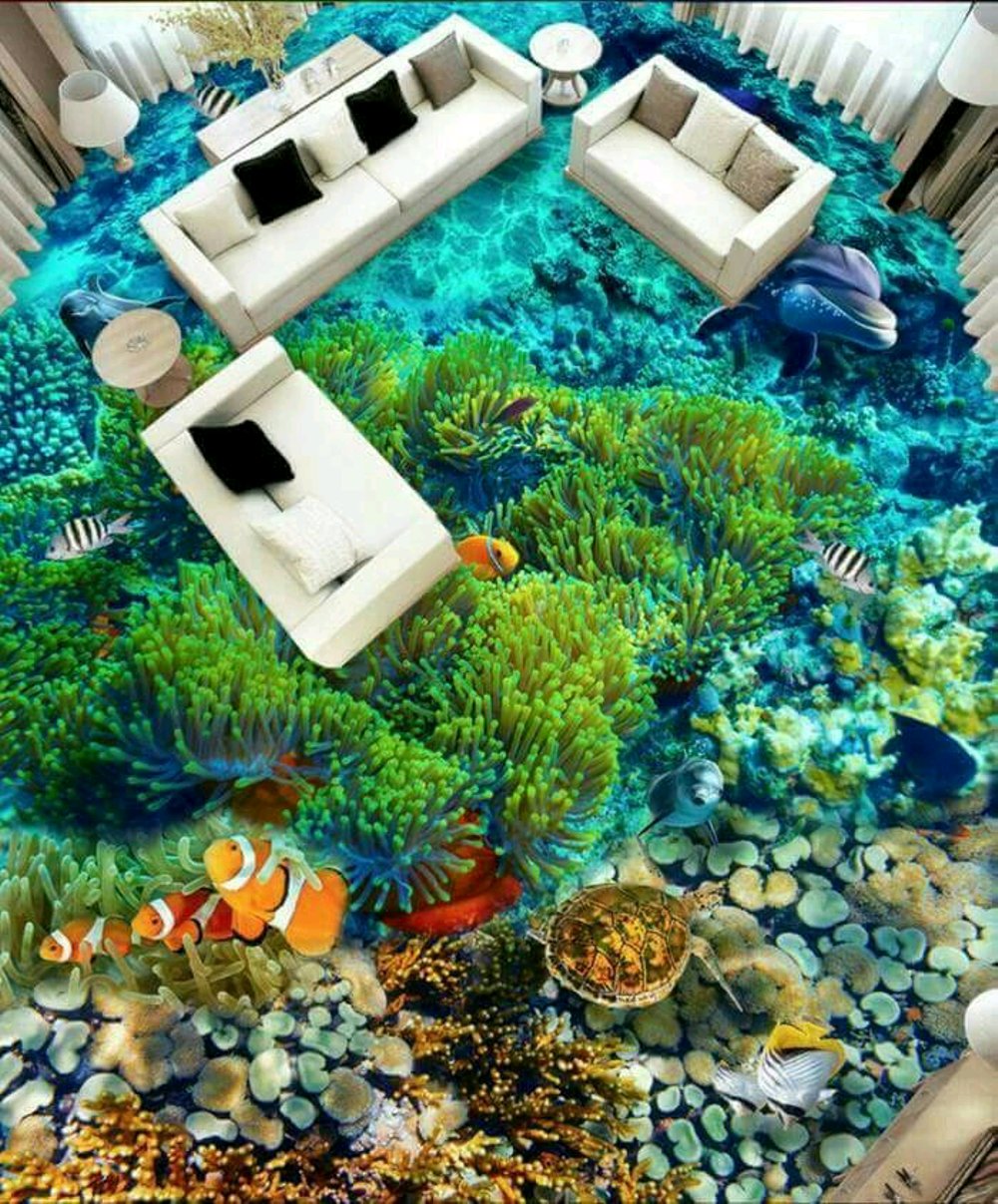 Wallpaper Wall Paper Custom 3d 3 D 3 Dimensi Ikan Nemo - Hồ Bơi Nền 3d , HD Wallpaper & Backgrounds