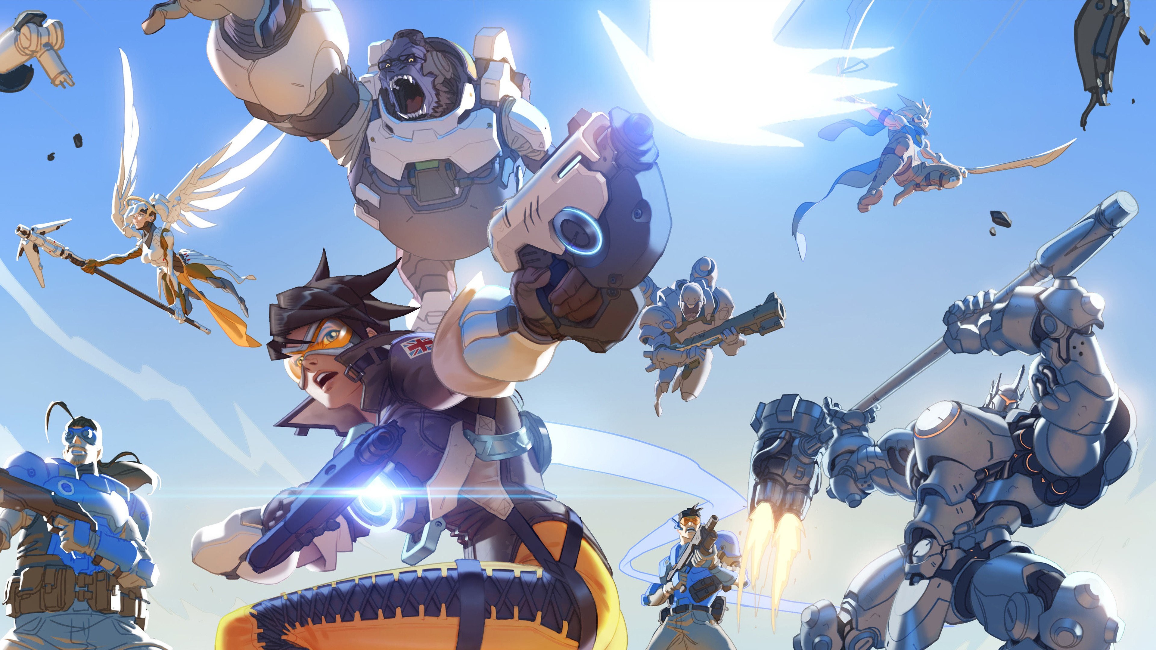 Overwatch 4k Resolution Desktop Background Desktop - Overwatch Team Fight , HD Wallpaper & Backgrounds