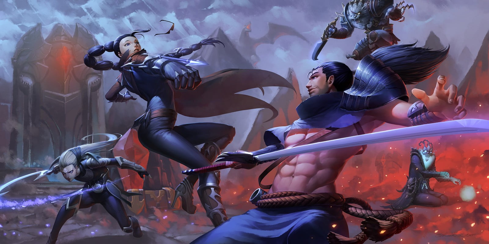 Game Digital Wallpaper, League Of Legends, Yasuo , - Diana Yasuo , HD Wallpaper & Backgrounds