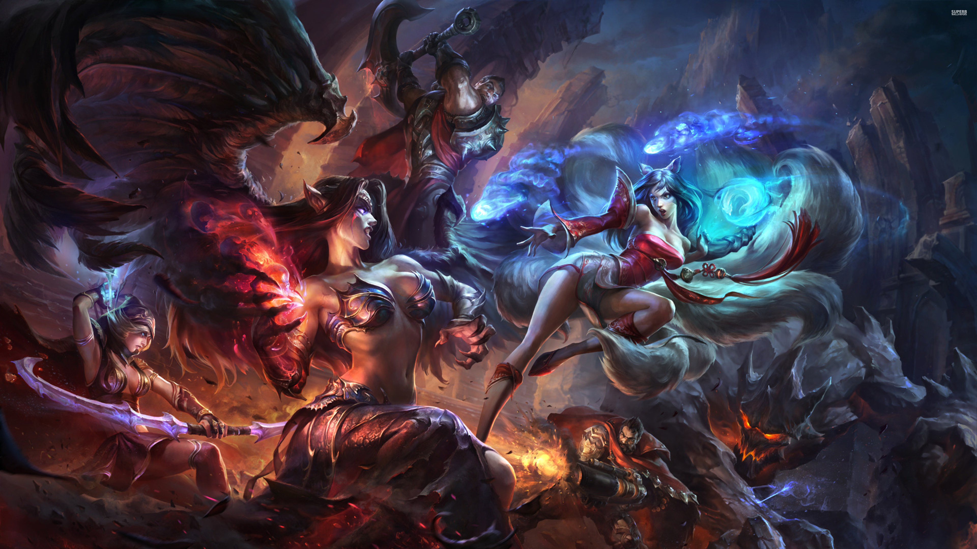 League Of Legends Ahri Vs Morgana , HD Wallpaper & Backgrounds