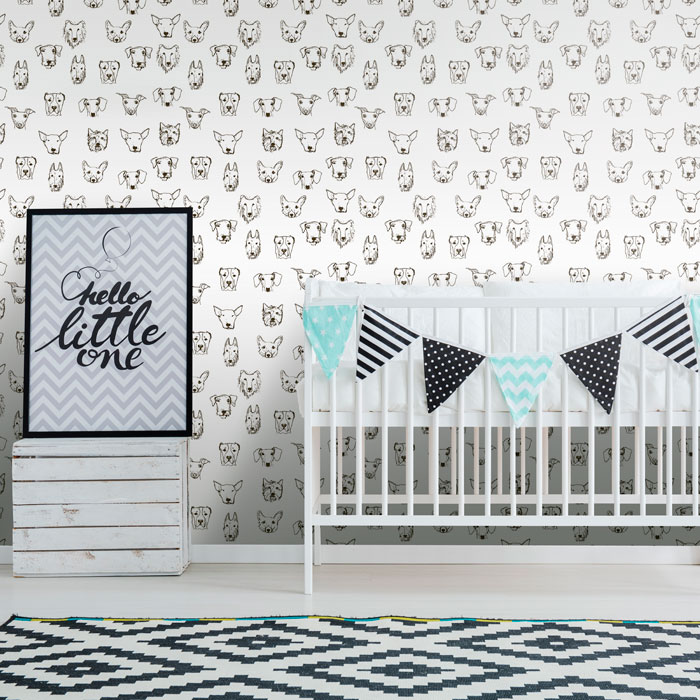 Animal Wallpaper Decór - Crib Empty Baby Room , HD Wallpaper & Backgrounds