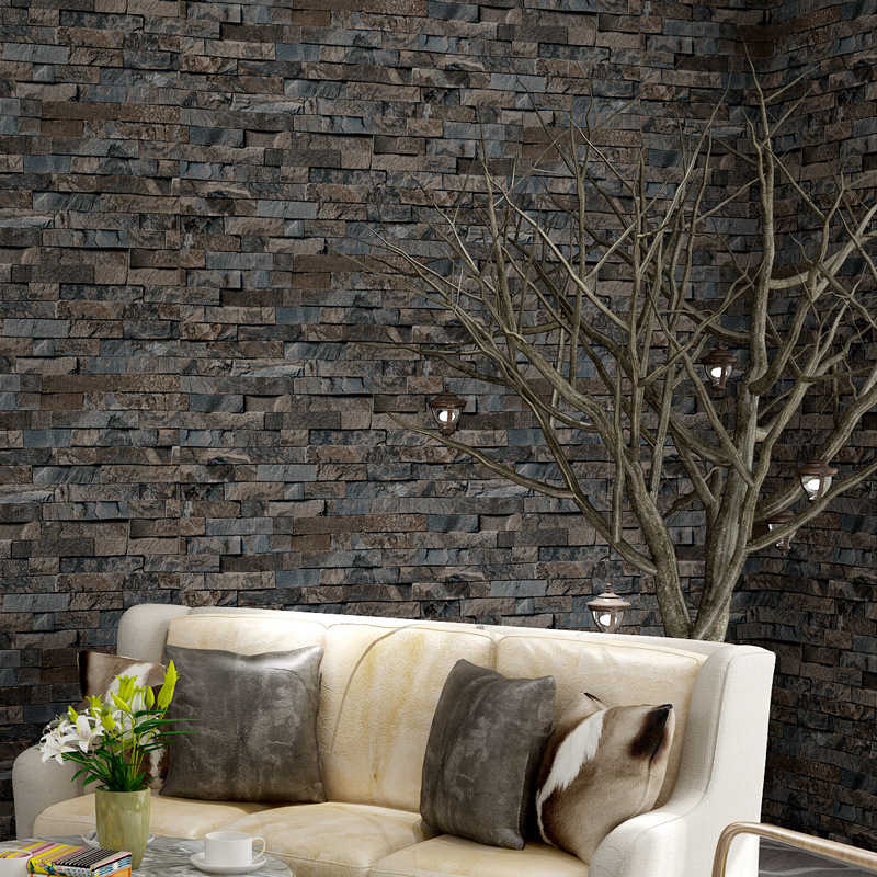 Wallpapers Youman 3d Vinyl Wallpaper Pvc Brick Wallpaper - Living Room With Grey Brick , HD Wallpaper & Backgrounds