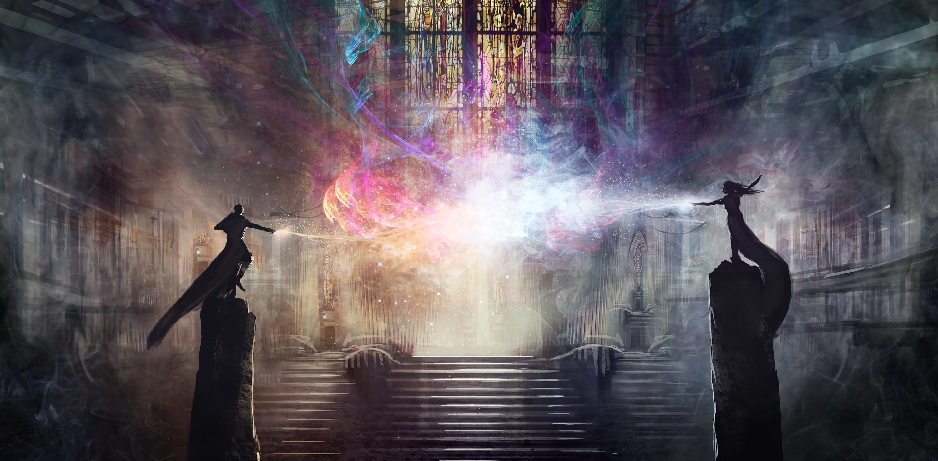 Wizard Artwork Fantasy Art Digital Art Magic Colorful - Wizard Art , HD Wallpaper & Backgrounds