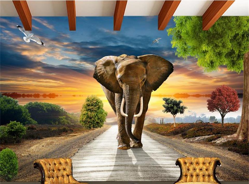 3d Kustom Foto Mural 3d Wallpaper Gajah Sky Jalan Burung - Importance Of Wildlife , HD Wallpaper & Backgrounds