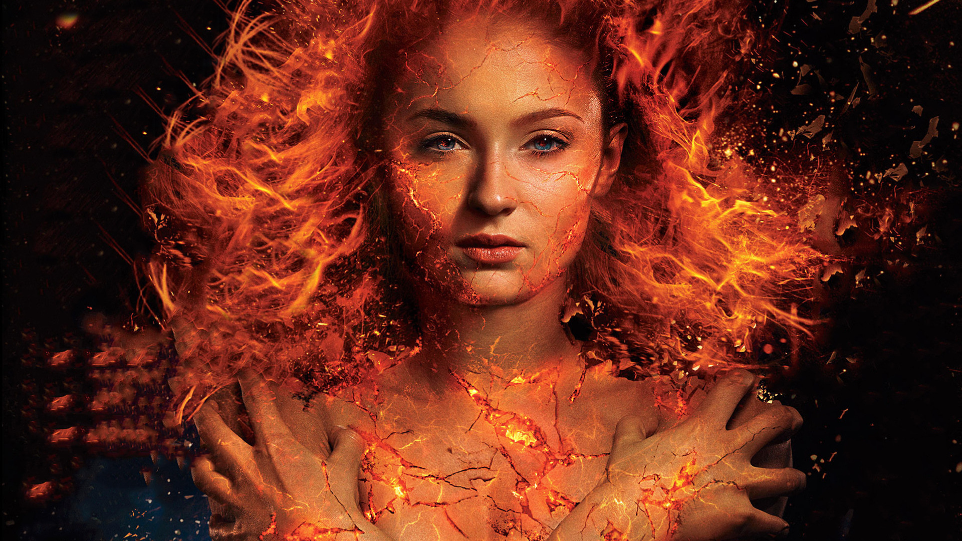 Sophie Turner, Fire, X-men - X Men Phoenix Cast , HD Wallpaper & Backgrounds