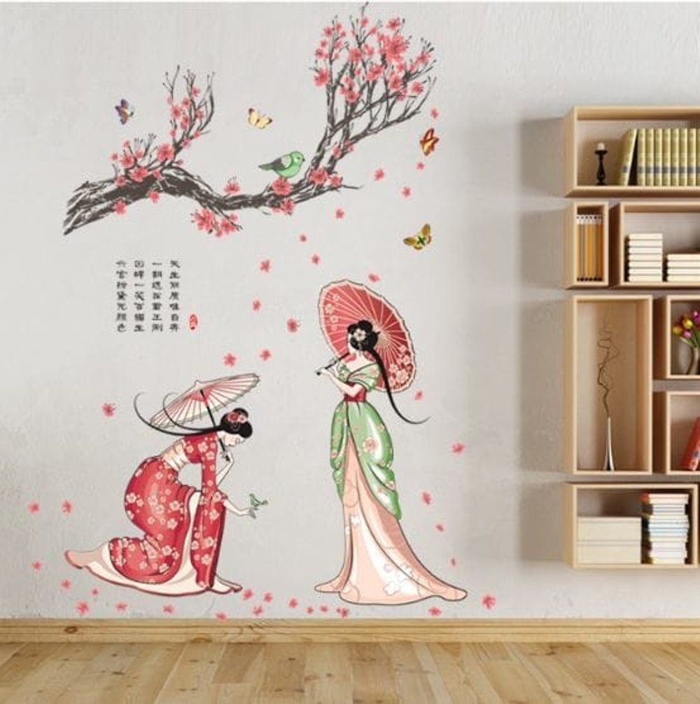 Stiker Dinding Wallpaper 60x90cm Motif Karakter Wanita - Chinese Poetry Wall Stickers , HD Wallpaper & Backgrounds