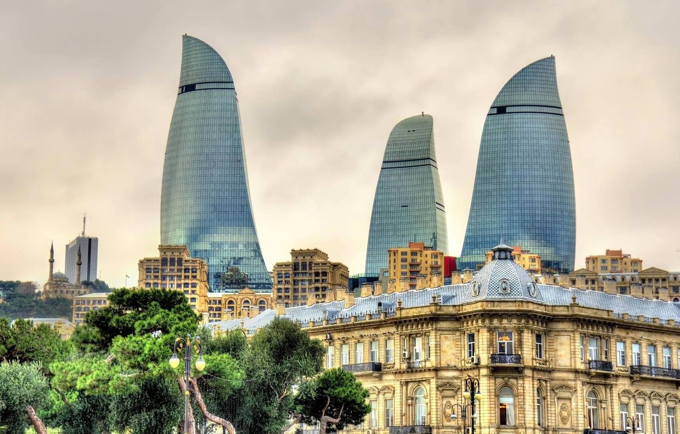 Photo Wallpaper Home, Azerbaijan, Baku, Flame Towers - Baku City Azerbaijan , HD Wallpaper & Backgrounds