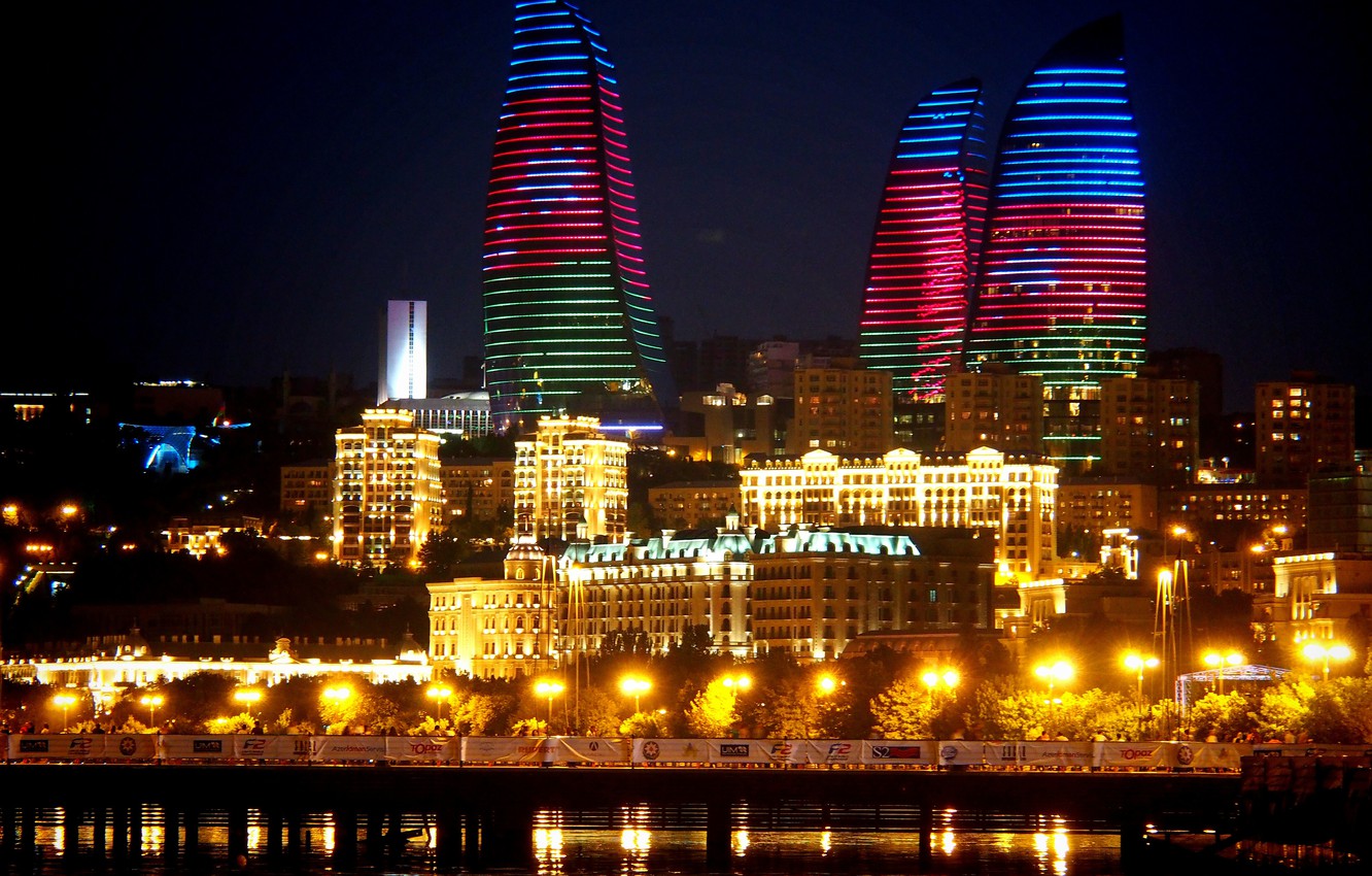 Photo Wallpaper Night, Night, Azerbaijan, Azerbaijan, - Обои Азербайджан , HD Wallpaper & Backgrounds