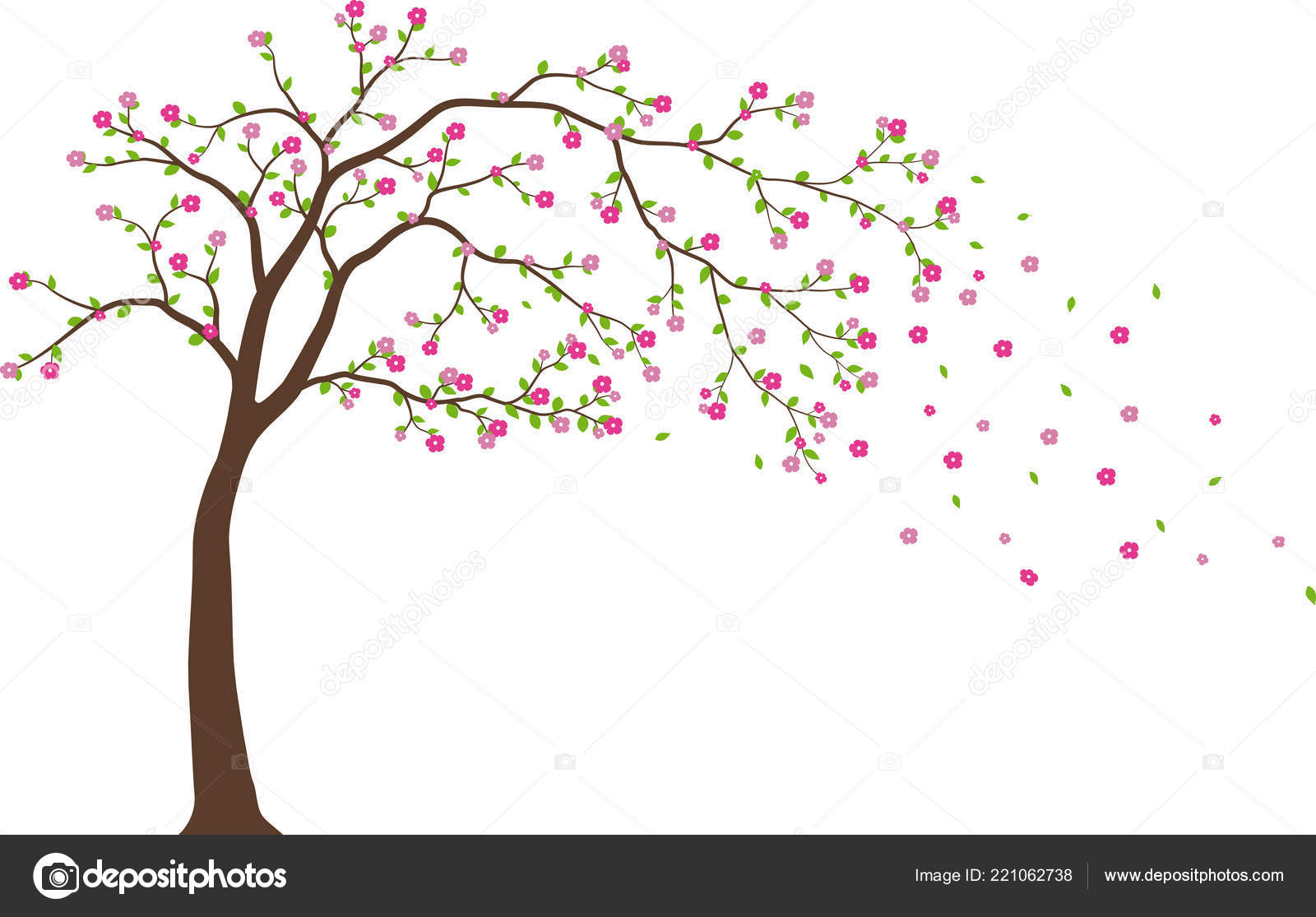 Vector Illustration Beautiful Tree Branch Birds Flower - Illustration , HD Wallpaper & Backgrounds