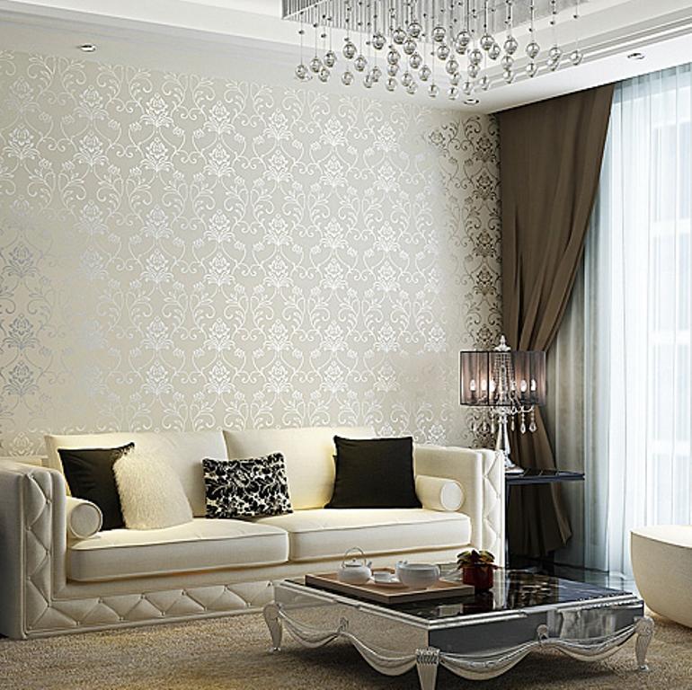 Damask Wallpaper Living Room , HD Wallpaper & Backgrounds