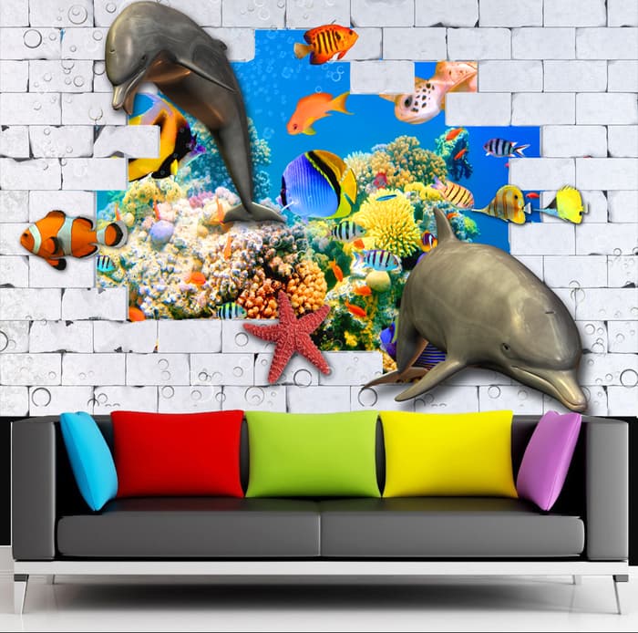 Wallpaper Dinding Custom Motif Cartoon 3d - Geometric Elephant , HD Wallpaper & Backgrounds