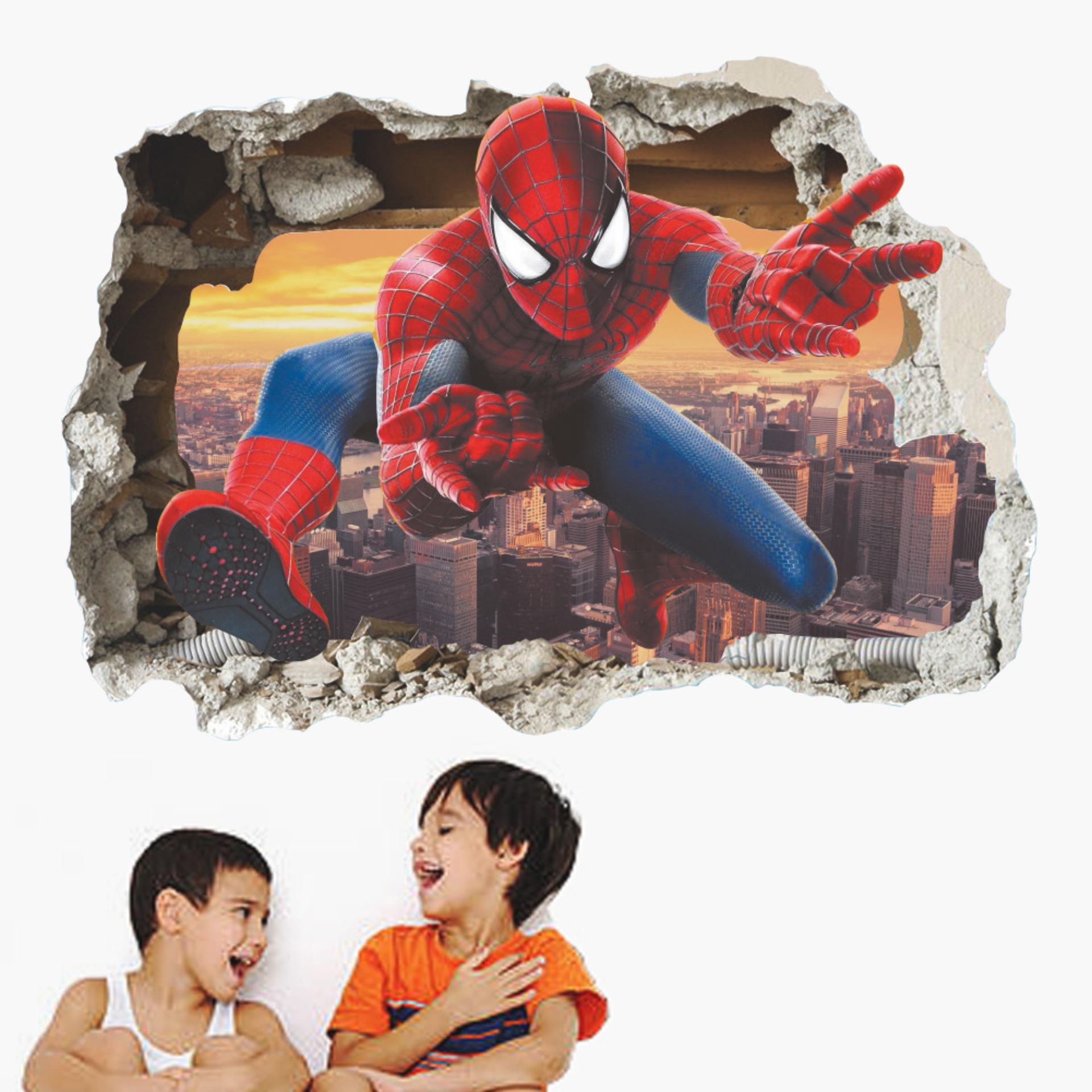3d Kartun Nursery Sekolah Personalized Dinding Stiker - Wandtattoo Spiderman Kinderzimmer , HD Wallpaper & Backgrounds