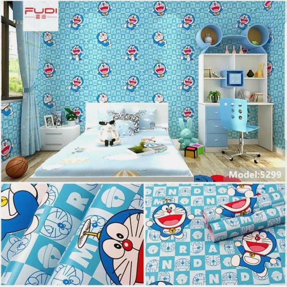 Stiker Dinding Kamar Tidur Wallpaper Dinding Biru