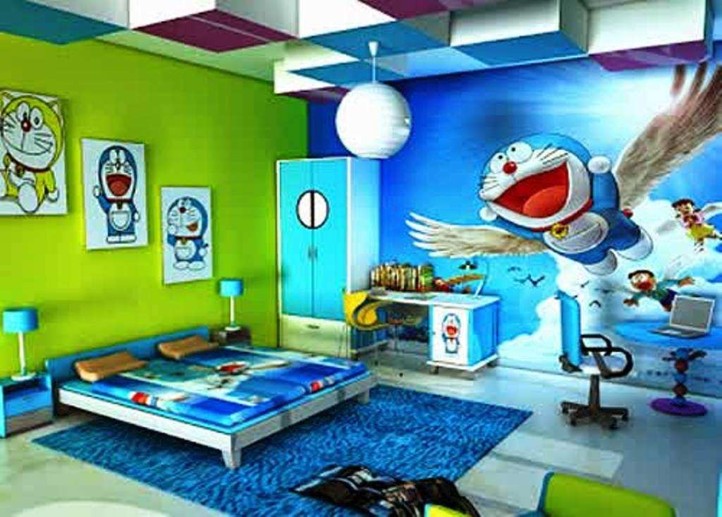 10 Gambar Wallpaper Dinding Kamar Tidur Anak Motif - Doraemon , HD Wallpaper & Backgrounds