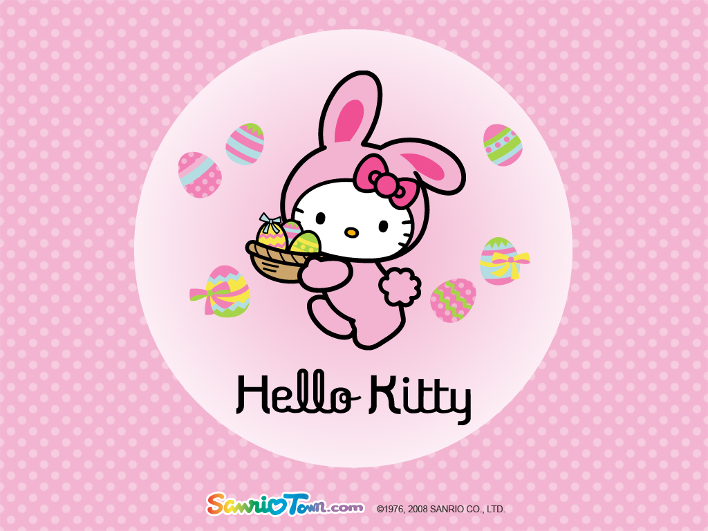 Wallpaper Hello Kitty Hitam - Hello Kitty Easter , HD Wallpaper & Backgrounds
