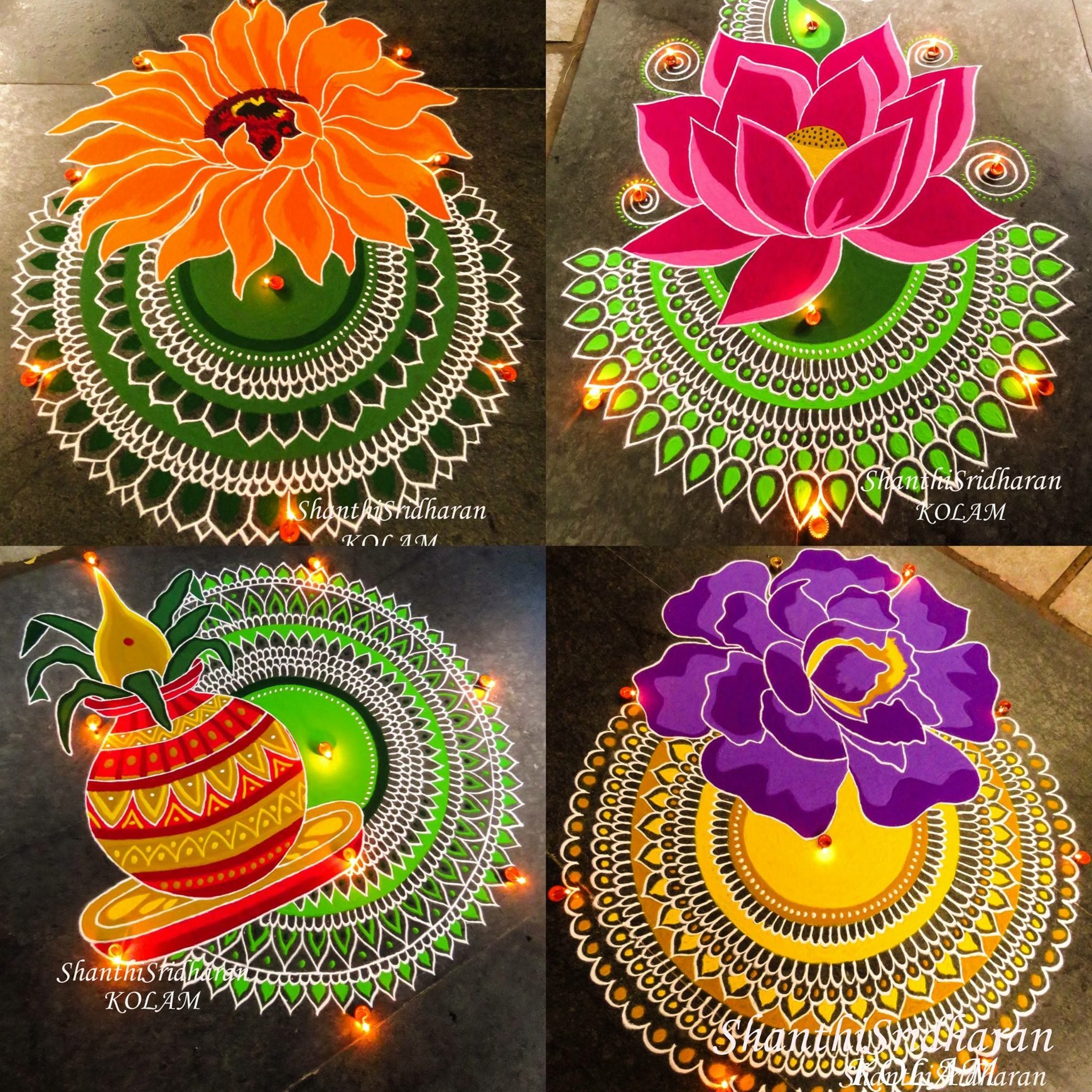 Nice More Sanskar Bharti Rangoli Designs - Rangoli Designs Of Shanthi Sridharan Kolam , HD Wallpaper & Backgrounds