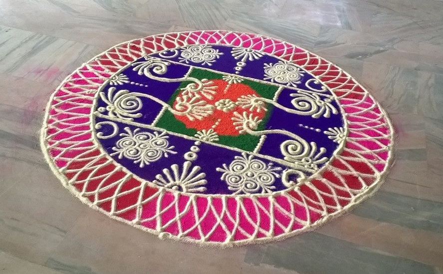 Colorful Sanskar Bharti Rangoli Designs - Circle , HD Wallpaper & Backgrounds