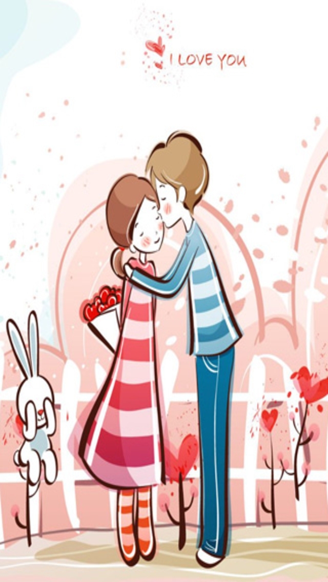 Cute Couple Cartoon Wallpaper - Download Wallpapers Cartoon Cute Couple , HD Wallpaper & Backgrounds