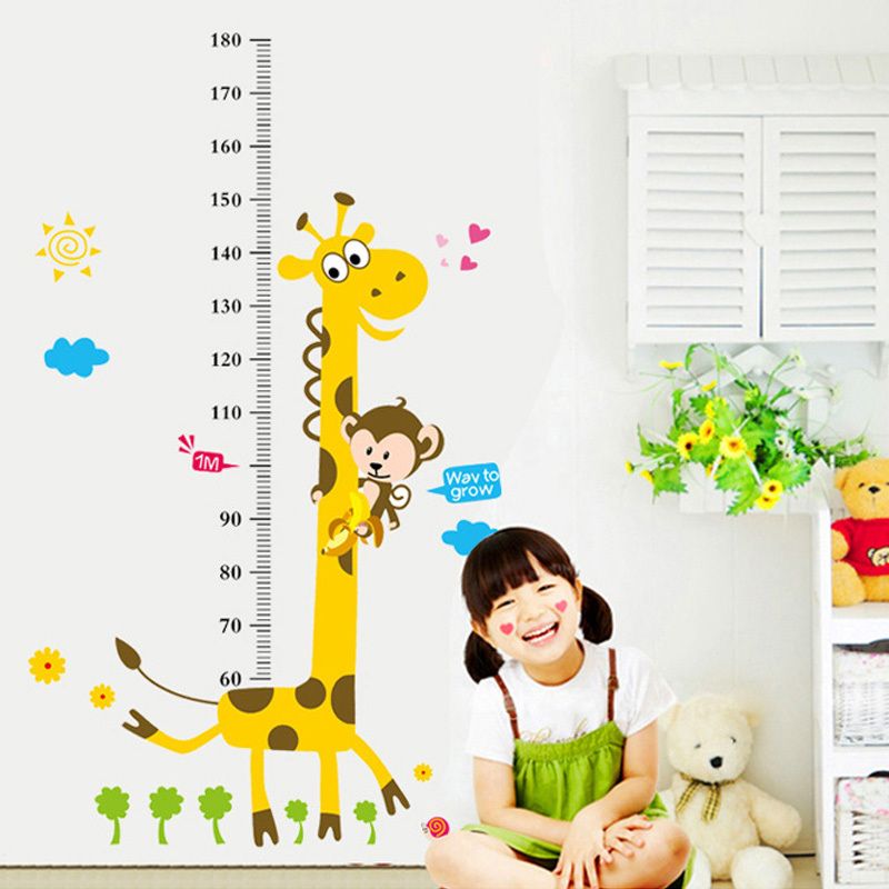 Anak Tinggi Bagan Wall Sticker Home Decor Kartun Giraffe - Height Chart Free Download , HD Wallpaper & Backgrounds