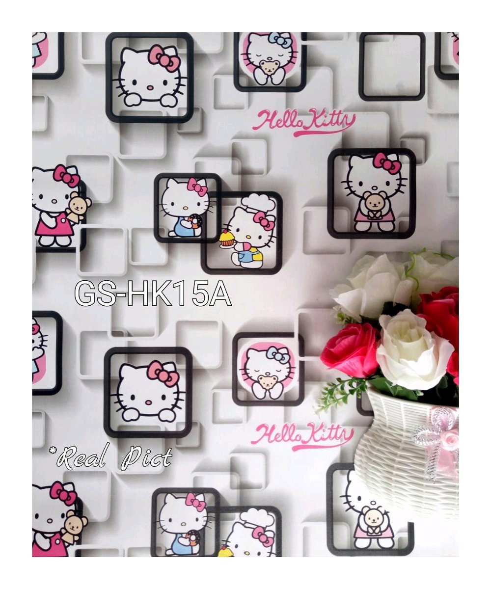 Wallpaper Dinding Kartun Hellokitty Kotak Hitam 15a - Hello Kitty , HD Wallpaper & Backgrounds