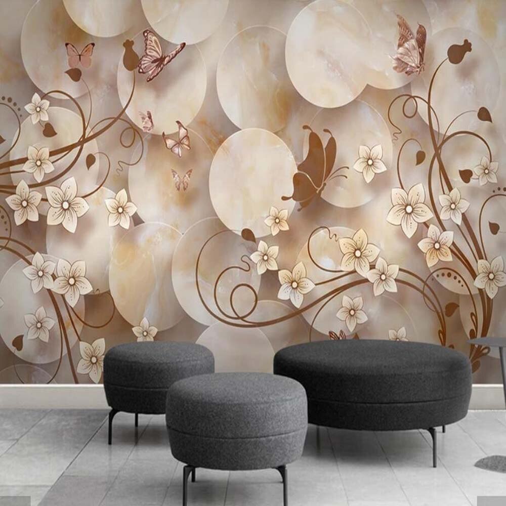 3d Butterfly Flower Wallpaper Mural Art Wall Decals - Wallpaper , HD Wallpaper & Backgrounds