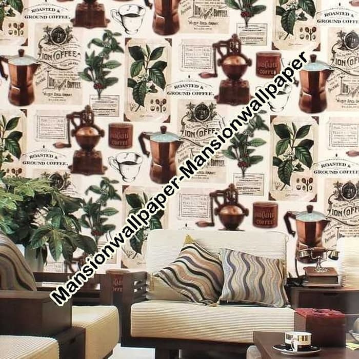 Wallpaper Dinding Motif Retro Cafe - Coffee Table , HD Wallpaper & Backgrounds
