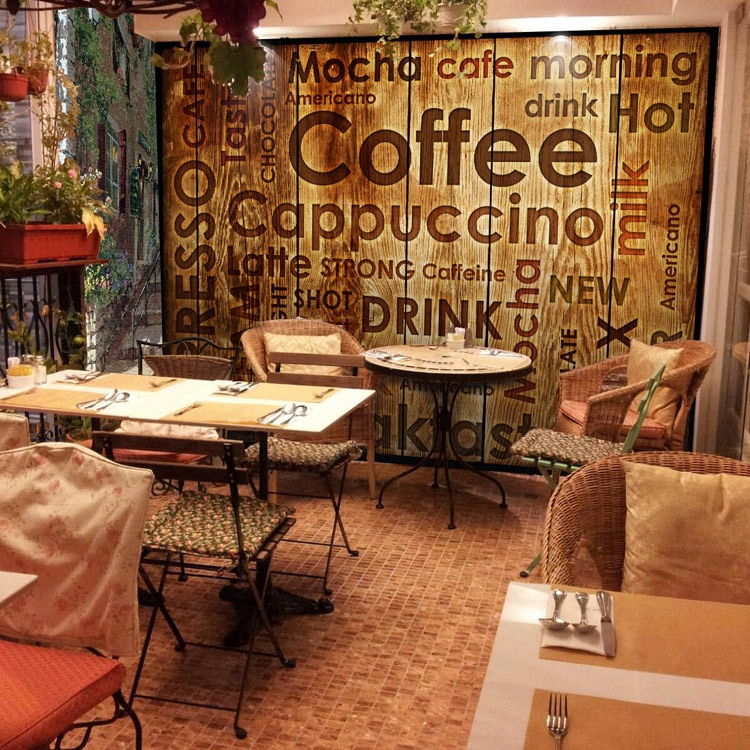 Wallpaper Dinding Untuk Cafe - Cafe Bar En Madera , HD Wallpaper & Backgrounds