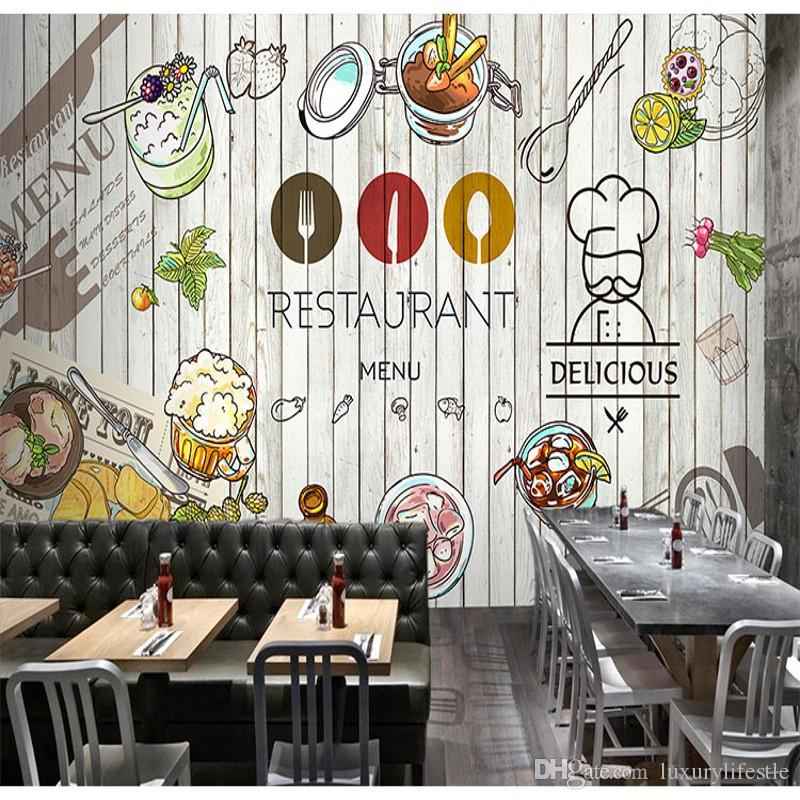 Desain Wallpaper Dinding Cafe 18 Menyenangkan Ide Kreatif - Cafe With Mural , HD Wallpaper & Backgrounds