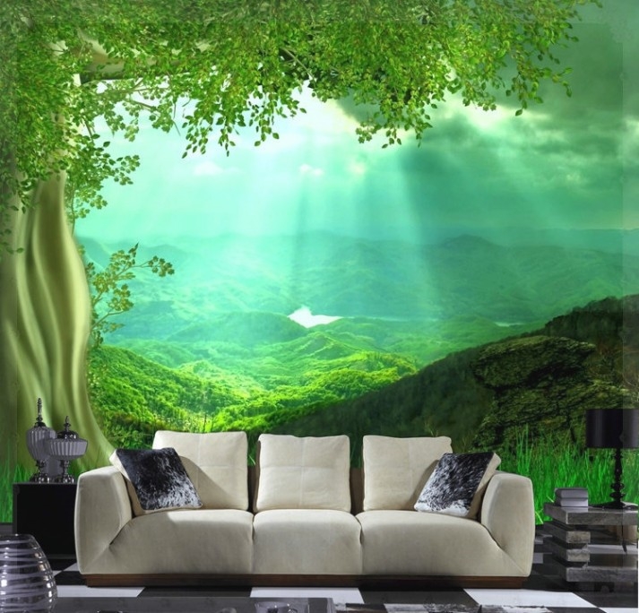 Sofa Background Wall Mural Tv Background Wallpaper - 3d Wall Decor Nature , HD Wallpaper & Backgrounds