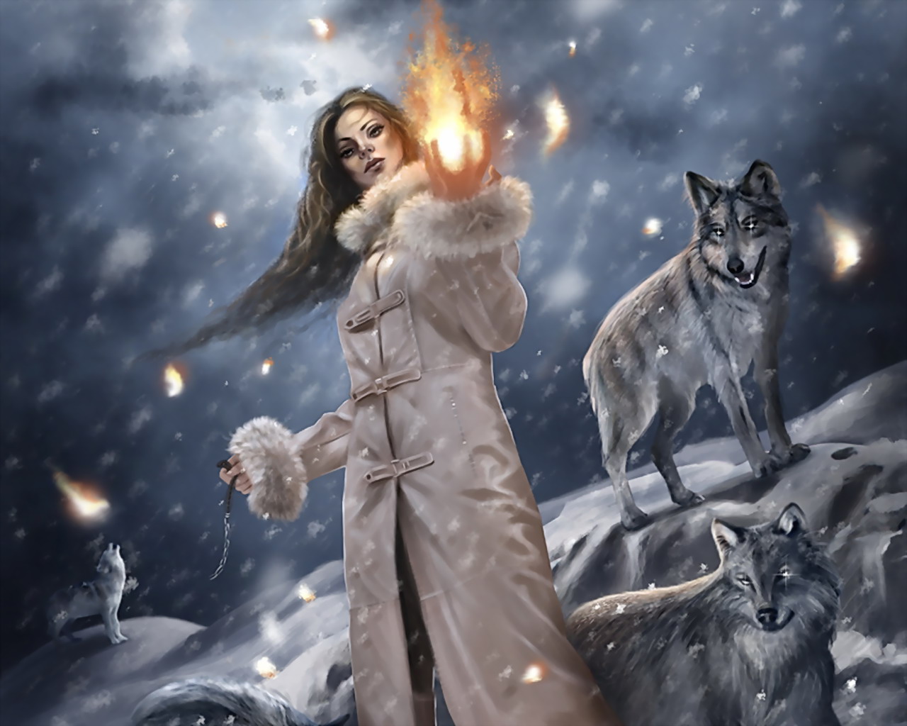 Wolf Wallpaper And Background Image - Fantasy Art Winter Witch , HD Wallpaper & Backgrounds