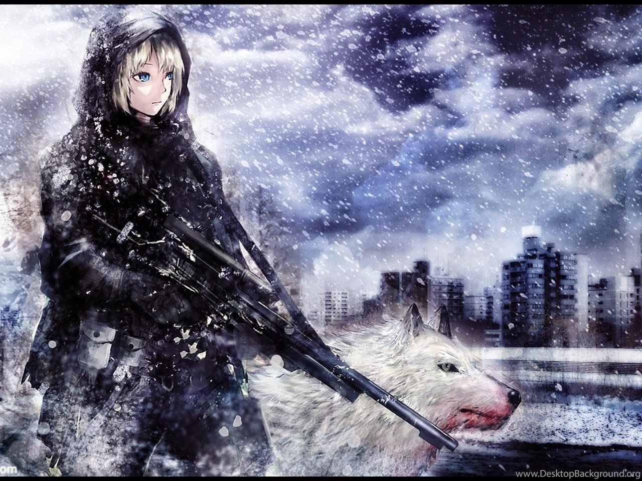 Fullscreen - Anime Girl With Sniper , HD Wallpaper & Backgrounds