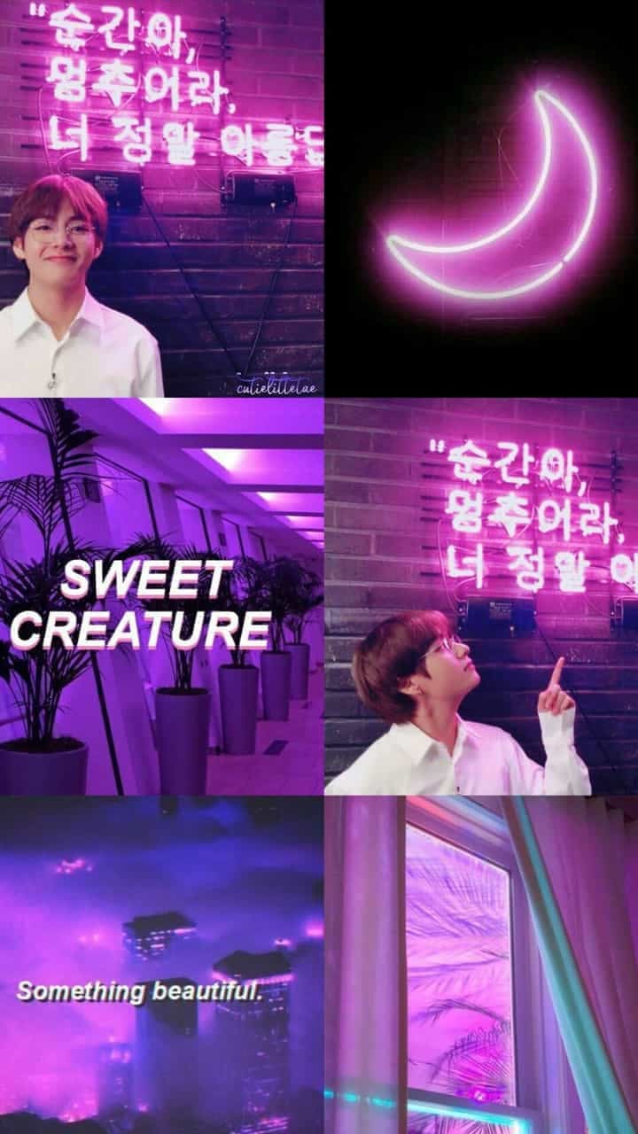 Aesthetic, Neon, And Oppa Image - Taehyung Neon , HD Wallpaper & Backgrounds
