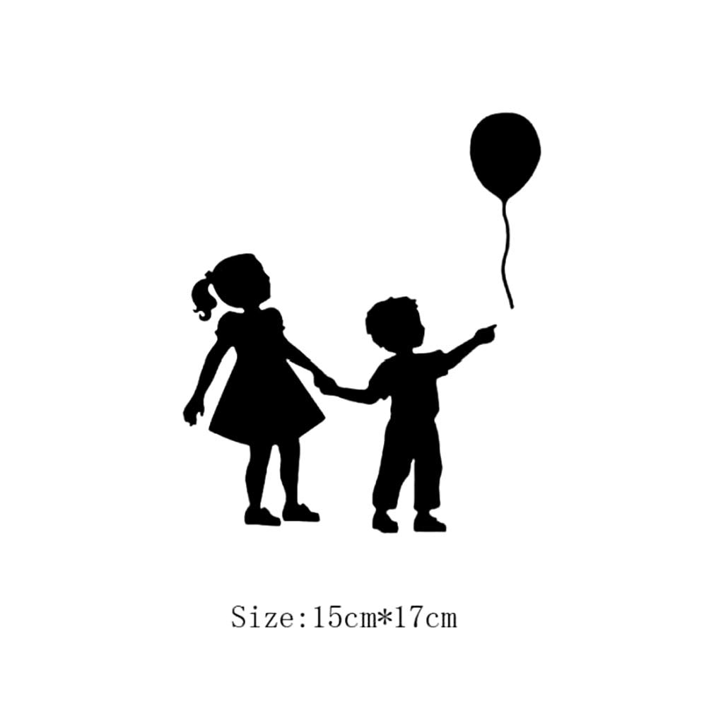Little Girl Boy Balloon Pattern Switch Sticker Wall - Brother And Sister Shadow , HD Wallpaper & Backgrounds