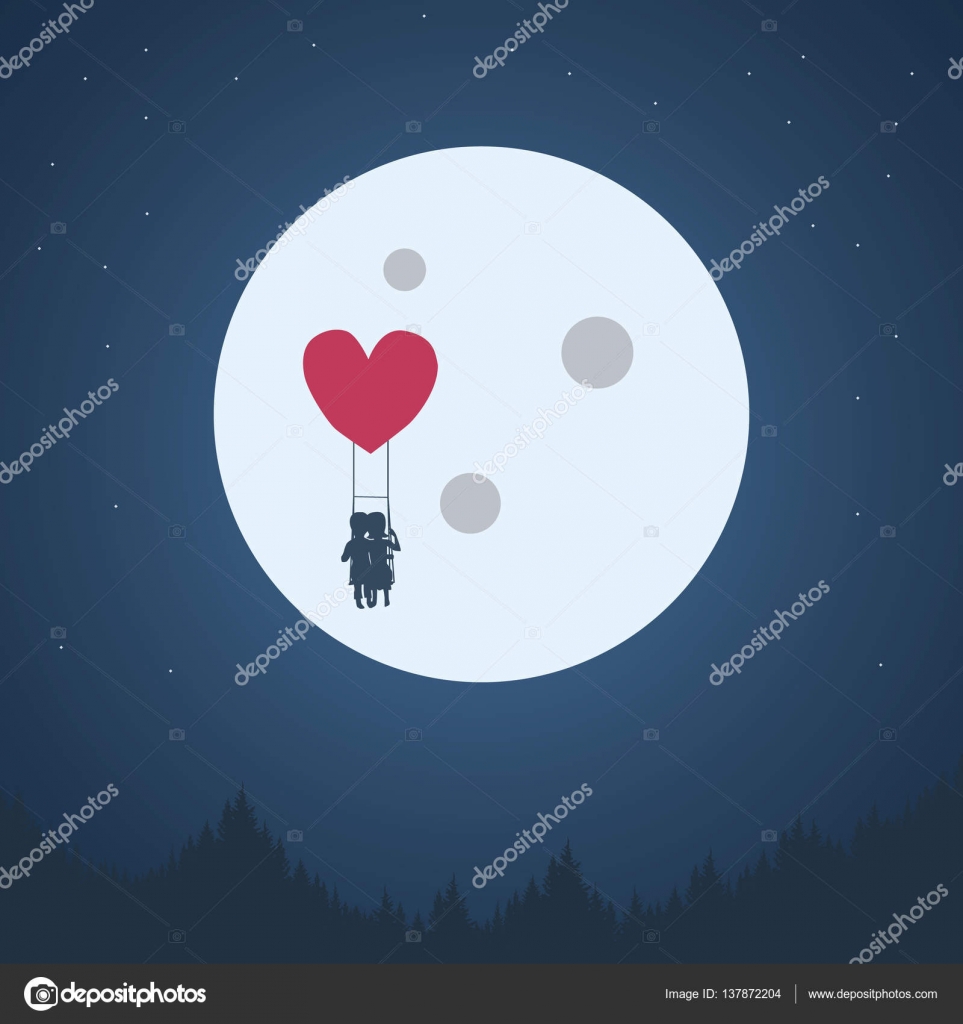Valentines Day Romantic Background - Background Romantic Moon Love , HD Wallpaper & Backgrounds