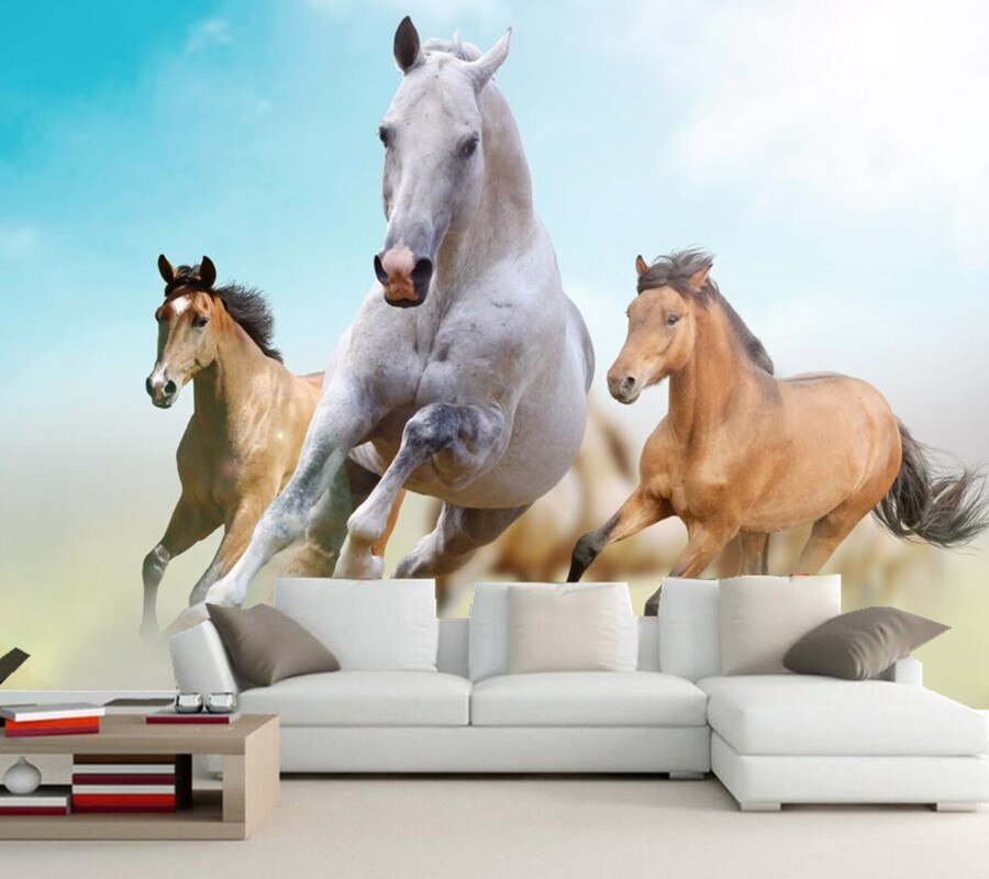 3d Custom Wallpaper,horses Run Animals Photo 3d Wallpaper,dining - Running Horses , HD Wallpaper & Backgrounds