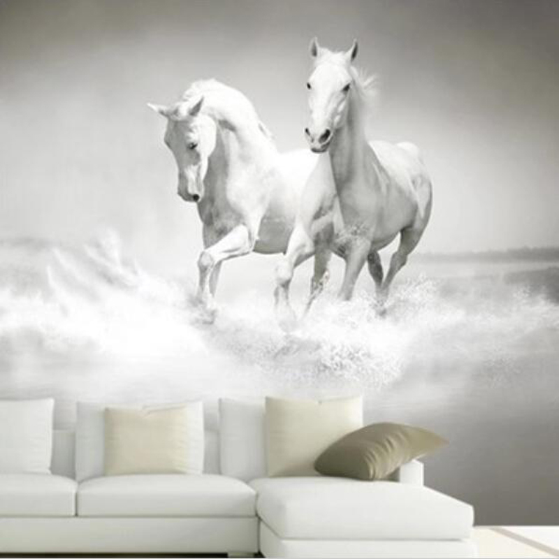 Cheap Fabulous Custom Elke Maat D Muur Mural Behang - Running White Horse , HD Wallpaper & Backgrounds