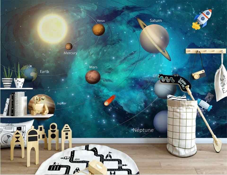 Custom 3d Room Wallpaper Photo Wallpaper Mural Cosmic - Space Astronaut Background Cartoons , HD Wallpaper & Backgrounds