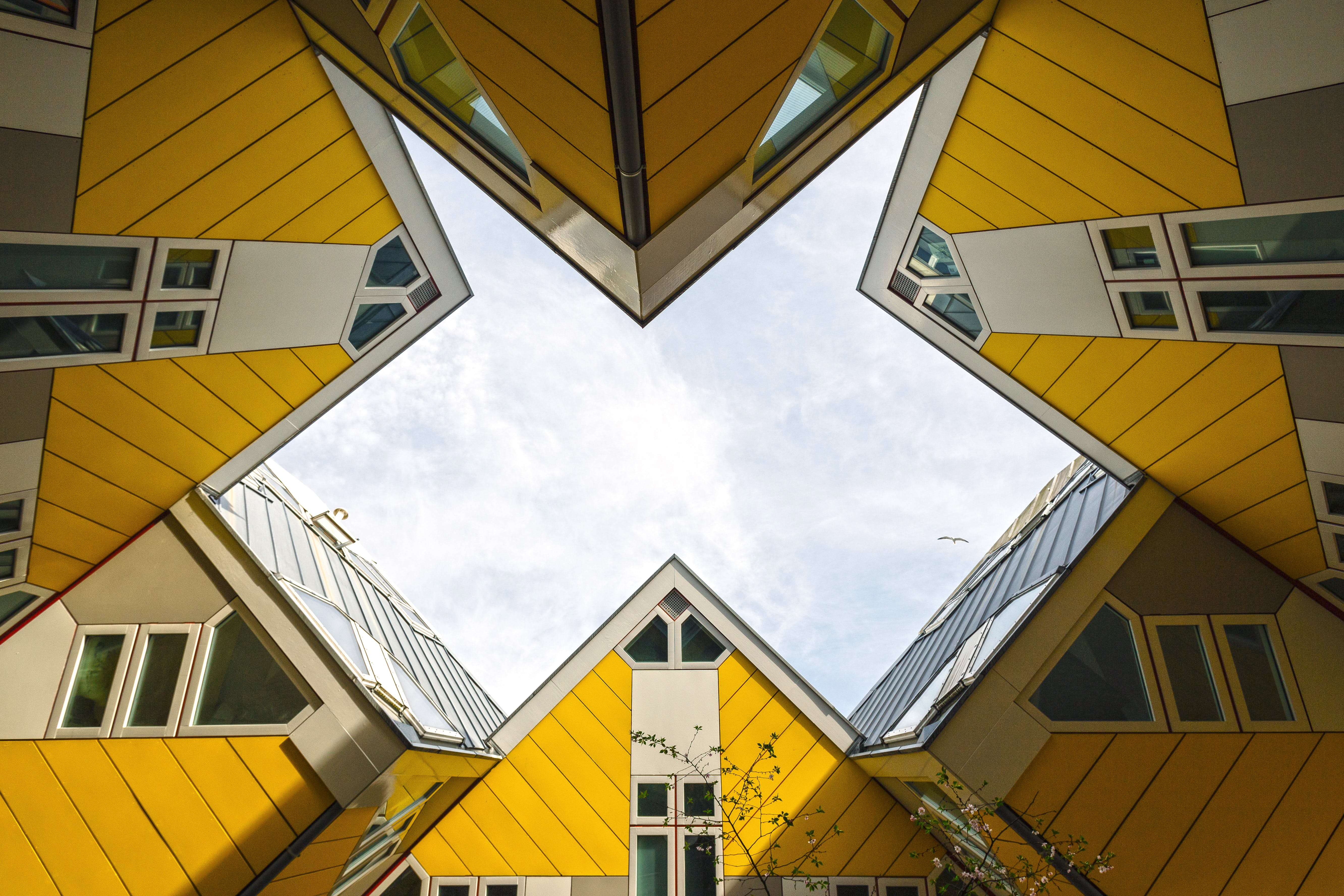 Low Angle Of Yellow Houses - Cube House , HD Wallpaper & Backgrounds